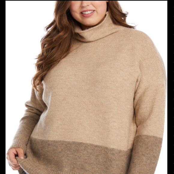 Karen Kane Color Blocked Turtleneck Sweater - Picture 3 of 4